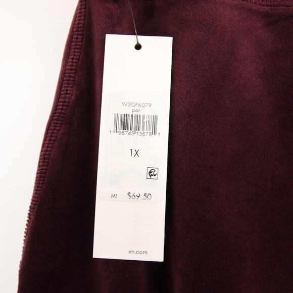 Calvin Klein Sweatpants Burgundy Purple Lounge Straight Leg Velvet Velour 1X - Picture 9 of 12